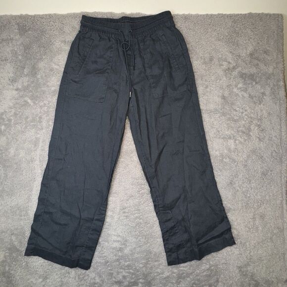 Athleta Retreat Linen High Rise Wide Leg Ankle Pant Small Petite Coastal Beachy - Picture 1 of 12